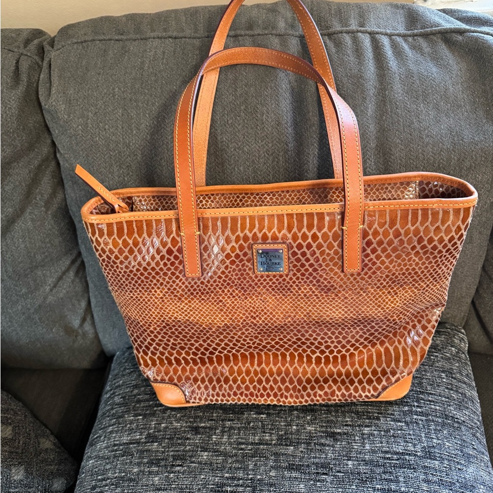 Dooney & Bourke Brown Snake Print Tote Bag